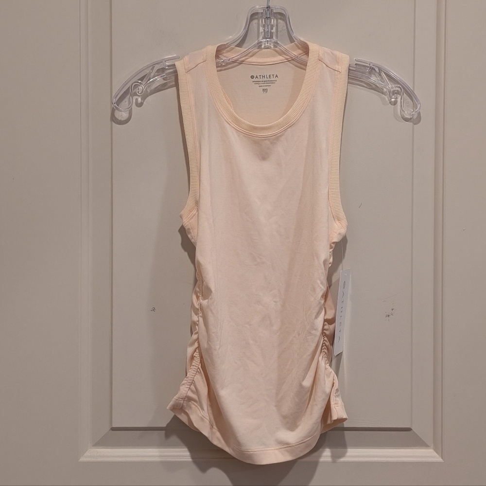 Athleta Side-Ruched Tank Top Light Peach XXS New $39